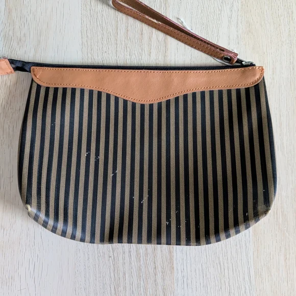 Fendi Black and Tan Striped Pouch